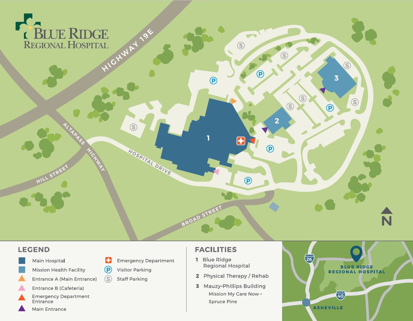 Map of Blue Ridge Regional Hospital Parking Lot